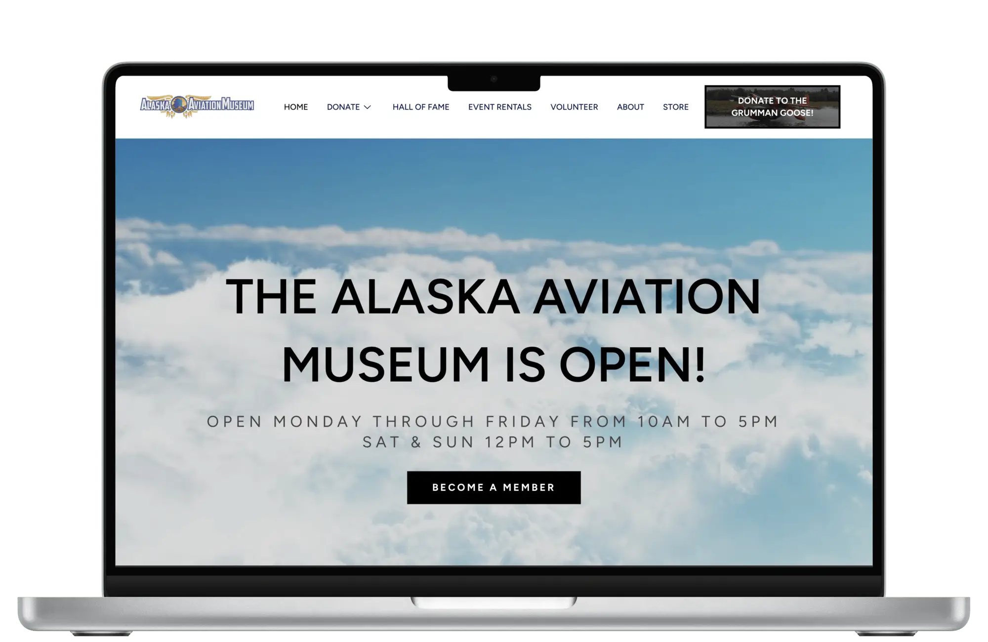 screenshot of Alaska Aviation Museum website